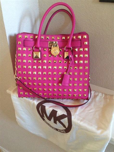 michael kors hamilton bag pink|Michael Kors Hamilton studded bag.